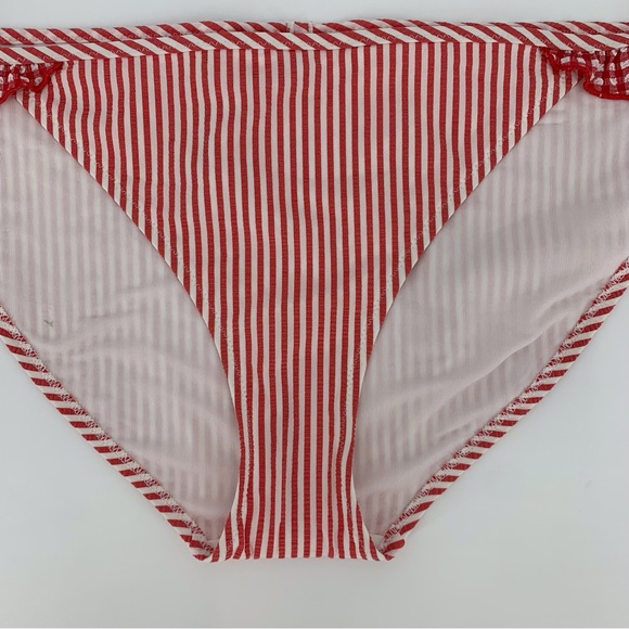 Aerie NWOT Red and White Gingham Striped Ruffle Detail Bikini Bottom, Large - Picture 5 of 16